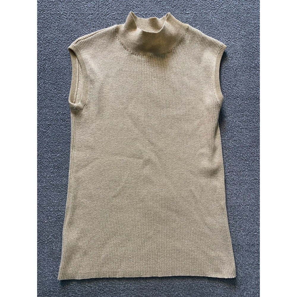 Ship 'N Shore Womans Small S Sleeveless knit Top Gold Metalic Polyester